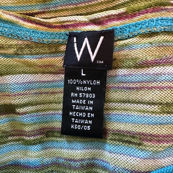 Women's Top Size L Y2k 2000s draped earth stripe tone blouse lightweight #1807 - Picture 3 of 4